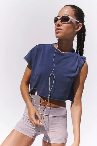 True Navy Hot Shot Cropped Tee-Free People Movement