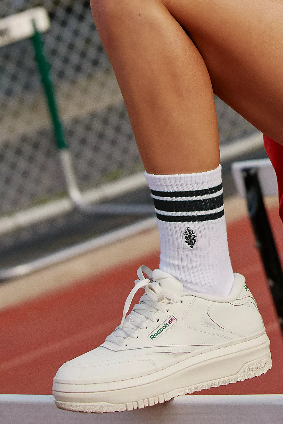 White Movement Logo Stripe Socks-Free People Movement