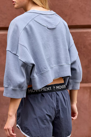 Ash Blue Intercept Short Sleeve Pullover- Free People Movement