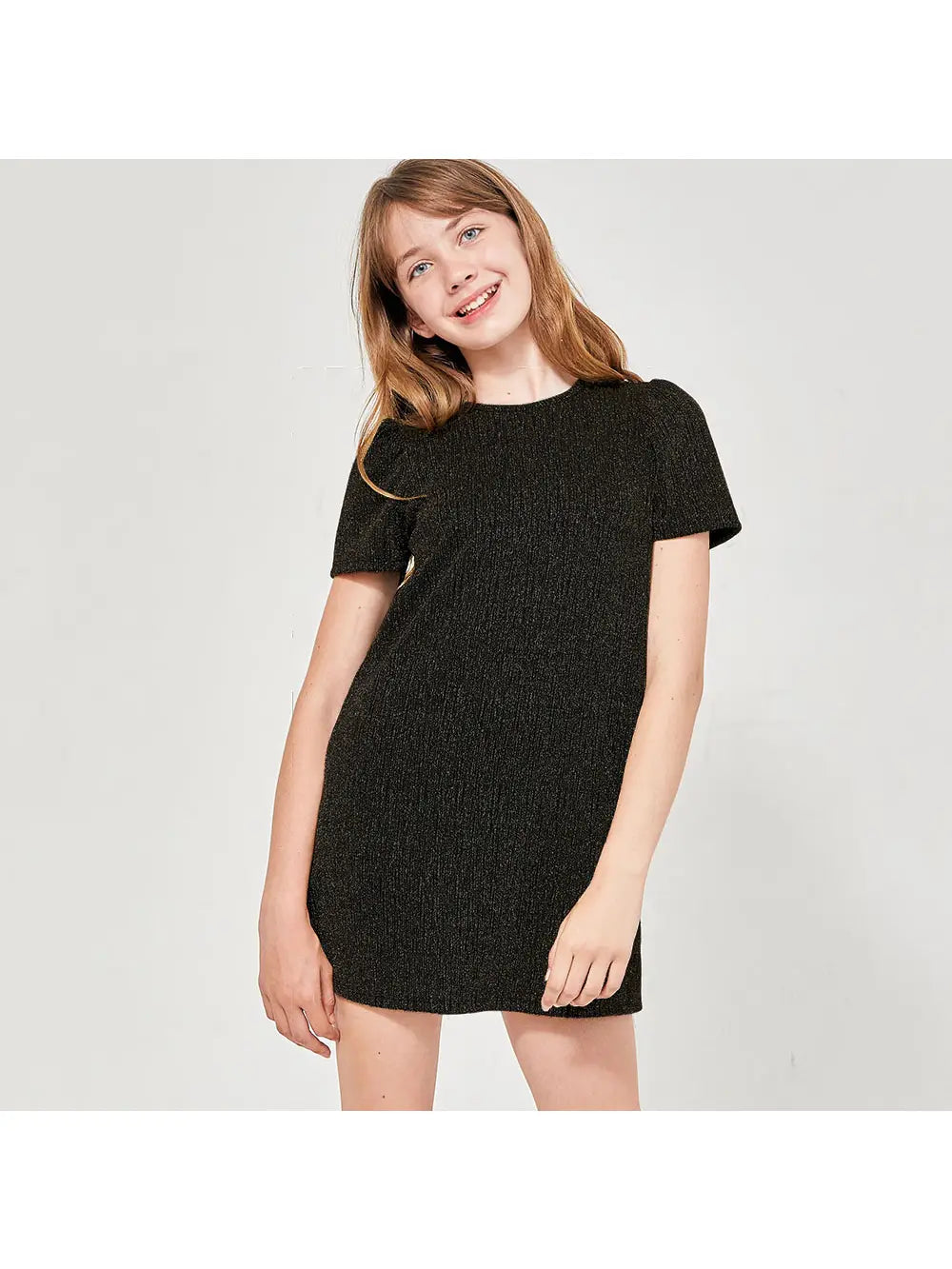 Girls Puff Sleeves Glitter Dress