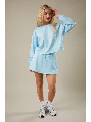 Polka Dot Sweatshirt with Flare Skort Set
