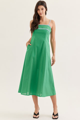 Solid Sleeveless Midi Dress