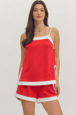 Red Varsity Stripe Spaghetti Strap Top