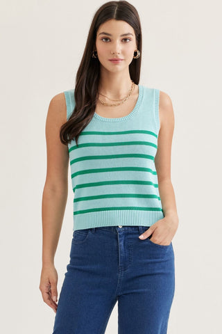 Striped Sleeveless Knit Top