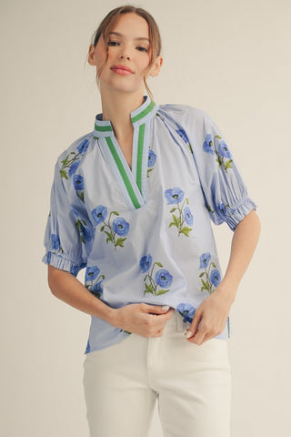 Color Contrast Accent Floral Top