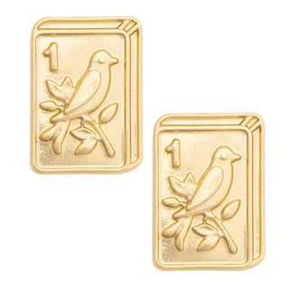 Bird Bam 24K Plated Tile Stud Earrings