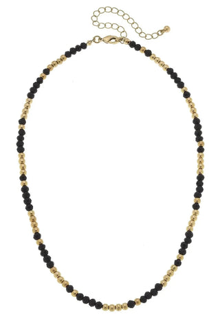 Gabbi Black & Gold Glass Beaded Necklace