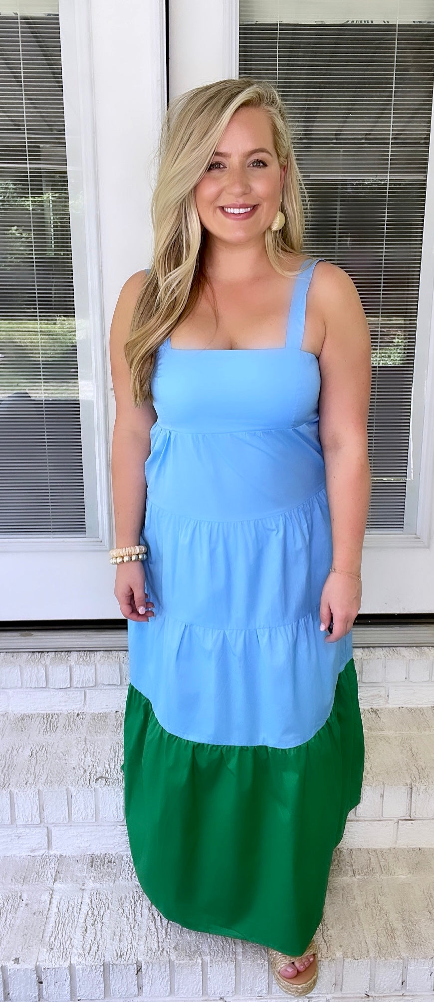 Blue Colorblock Maxi Dress