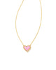 Ari Heart Gold Pendant Necklace in Bubblegum Pink Lab Grown Opal