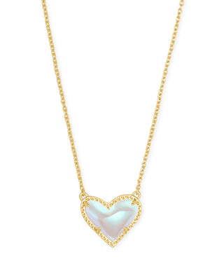 Ari Heart Gold Pendant Necklace in Dichroic Glass-Kendra Scott