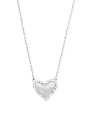Ari Heart Silver Pendant Necklace in Ivory Mother-of-Pearl-Kendra Scott