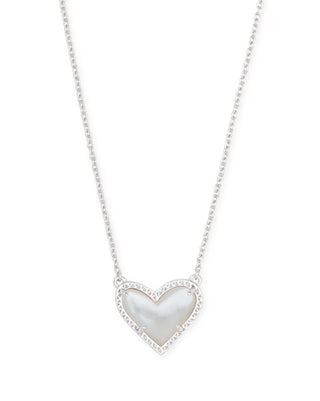 Ari Heart Silver Pendant Necklace in Ivory Mother-of-Pearl-Kendra Scott