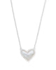Ari Heart Silver Pendant Necklace in Ivory Mother-of-Pearl