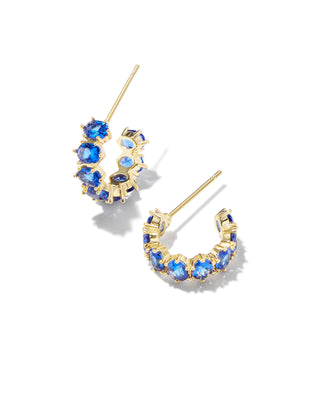Cailin Gold Huggie Earrings in Blue Crystal-Kendra Scott