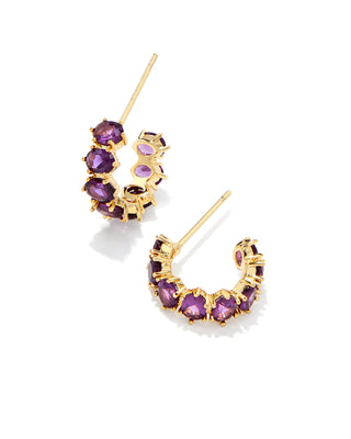 Cailin Gold Huggie Earrings in Purple Crystal-Kendra Scott