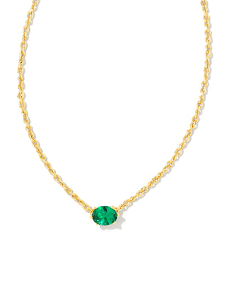 Cailin Gold Pendant Necklace in Green Crystal-Kendra Scott