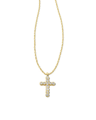 Cross Gold Pendant Necklace in White CZ-Kendra Scott