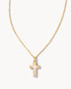 Cross Gold Pendant Necklace in White Lab Grown Opal-Kendra Scott