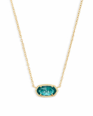 Elisa Gold Pendant Necklace in London Blue Glass