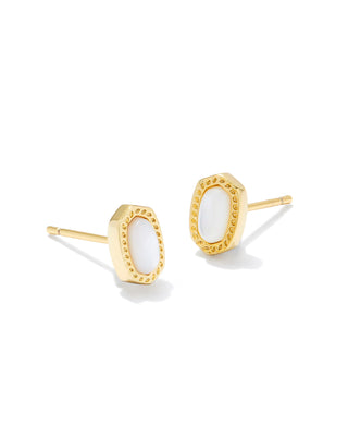 Mini Ellie Gold Stud Earrings in Ivory Mother-of-Pearl-Kendra Scott