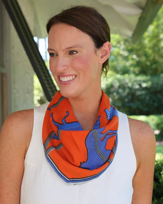 Multi Pattern Horse Scarf Orange