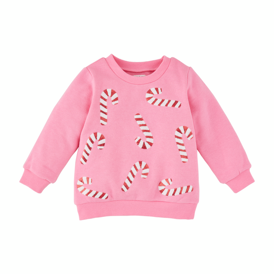 Toddler Sequin Candy Cane Crew Neck