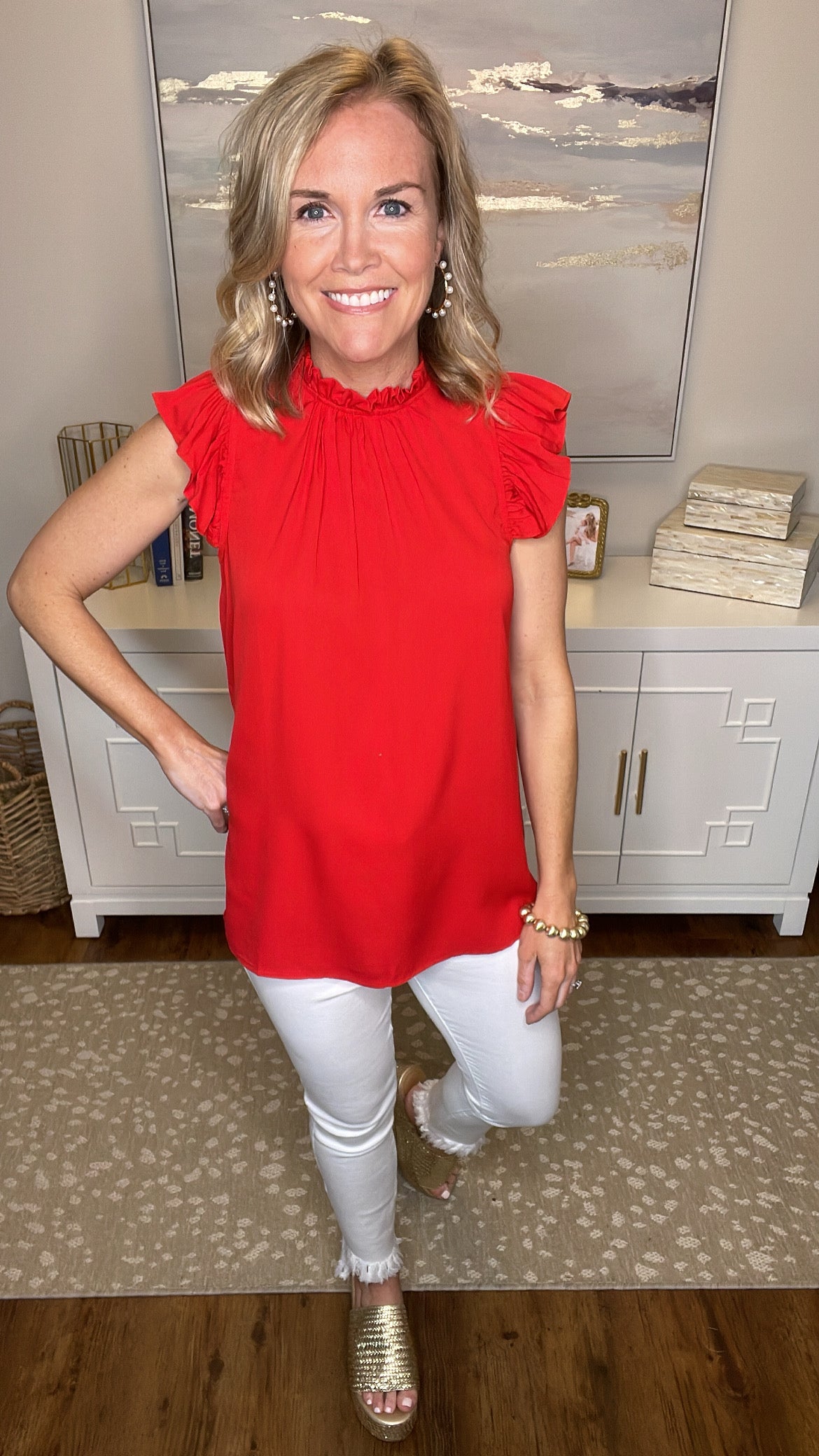 Solid Flutter Sleeve Top- Saturday Steal