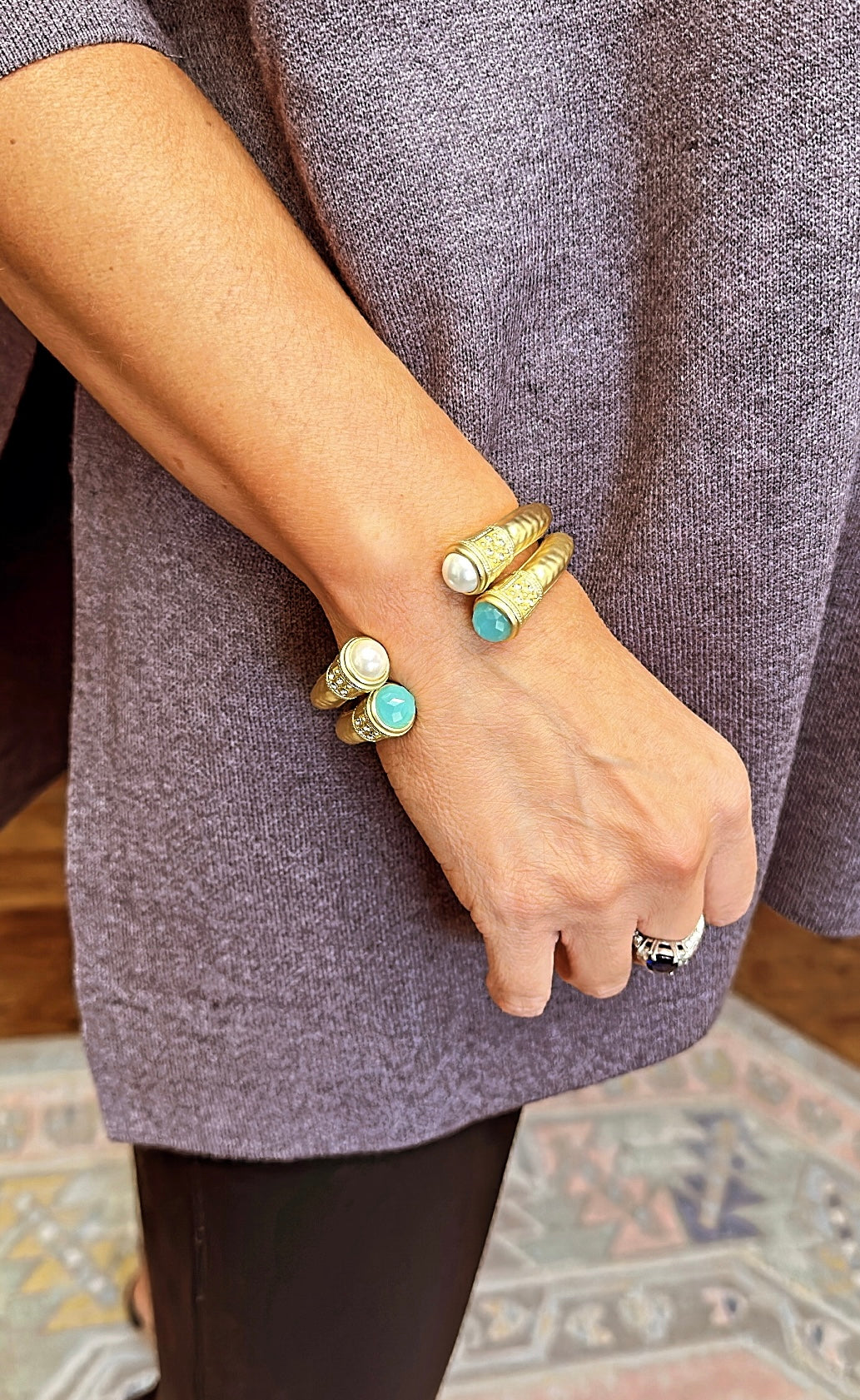 Gold Jewel Cuff Bracelet